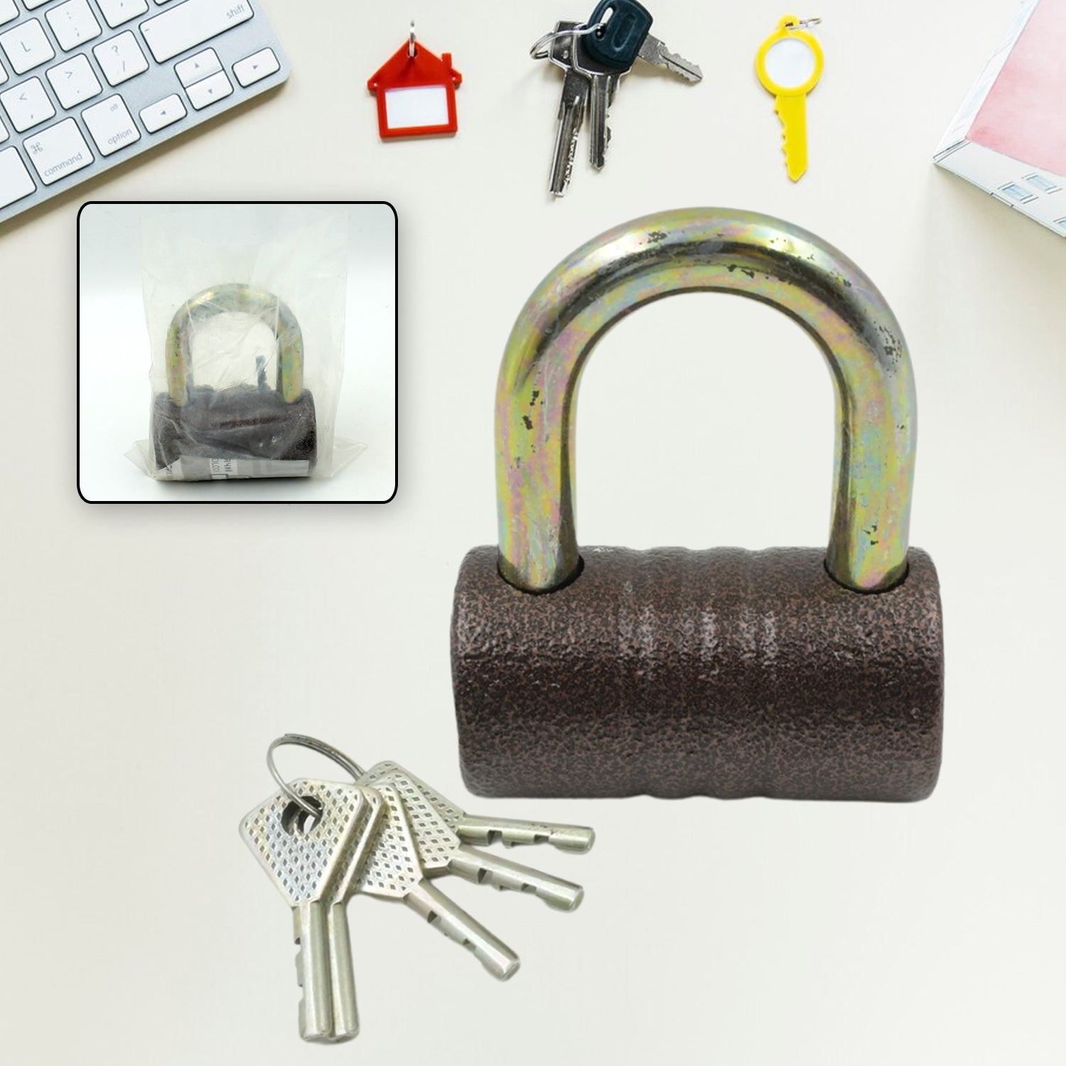 9455 Iron Pad lock, Brass Core and Thickened Spray Black Iron Door Lock With 5 pc Keys for Home Dormitory, Waterproof Antirust Anti-theft Padlocks Outdoor Gate Shed Locks Warehouse Big Iron Door Drawer Lock (82 mm ) 9455 Iron Pad lock, Brass Core and Thickened Spray Black Iron Door Lock With 5 pc Keys for Home Dormitory, Waterproof Antirust Anti-theft Padlocks Outdoor Gate Shed Locks Warehouse Big Iron Door Drawer Lock (82 mm )